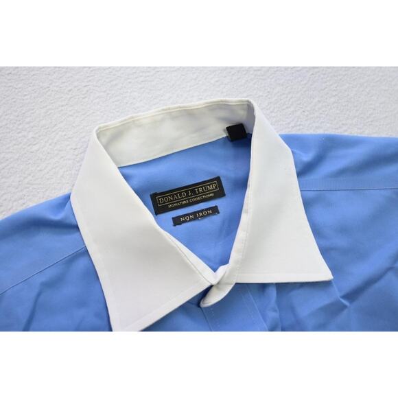 Donald Trump Dress Shirt Regular Fit Blue French Cuff Mens Size 16.5 34/35 Large - Picture 10 of 12